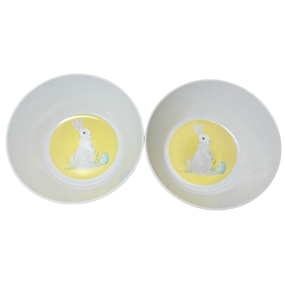 Pottery Barn Kid Melamine Bowls Easter Bunny Rabbit Springtime Toddler Cereal 6" - Picture 1 of 6